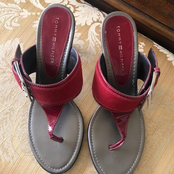 Tommy Hilfiger Shoes - Tommy Hilfiger Red Patent/Suede Sandals